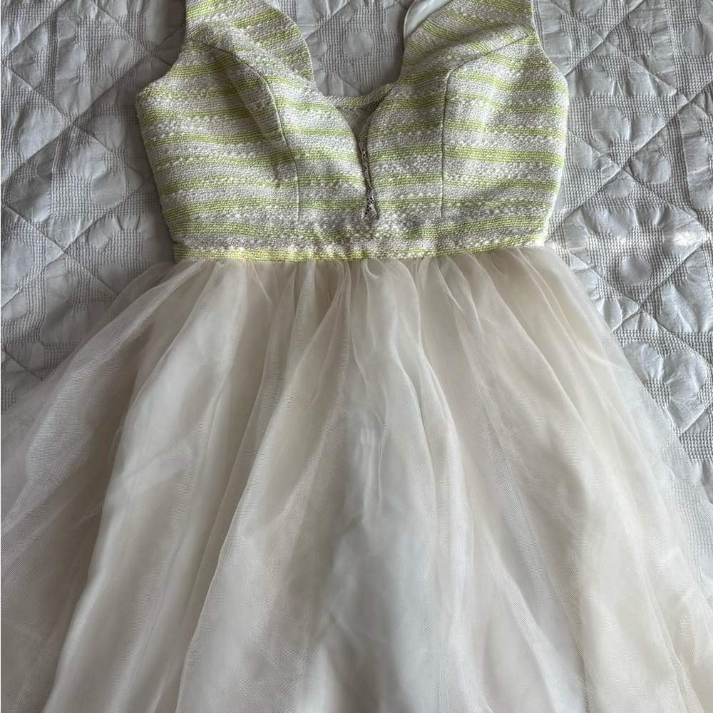 BCBGeneration Cream and Green Formal Dress